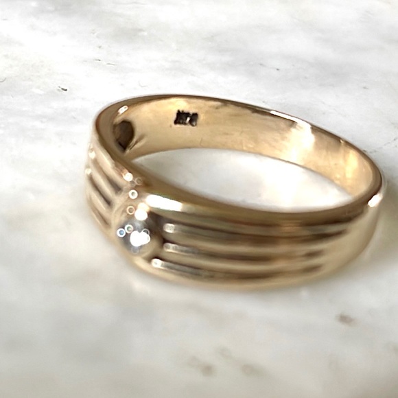 14k Bezel Diamond Band Ring - Picture 4 of 8